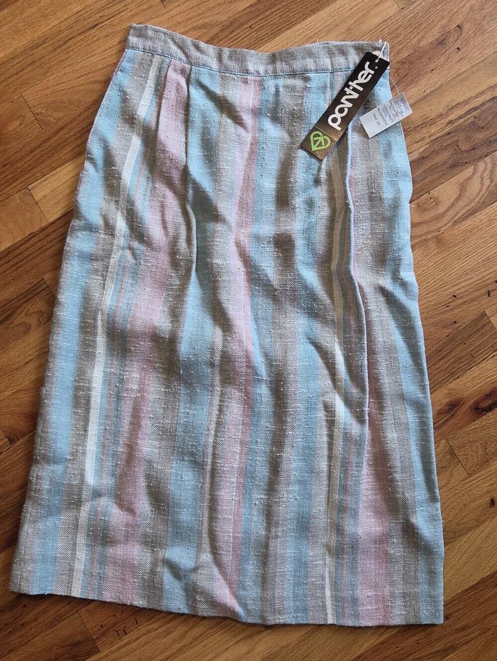 Vintage Panther Skirt Women's 12 Pastel Stripe  70s Academia Cottage Core NWT